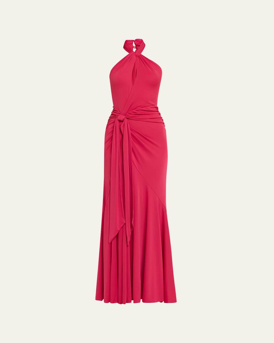 Gulliame Jersey Halter-Neck Gown